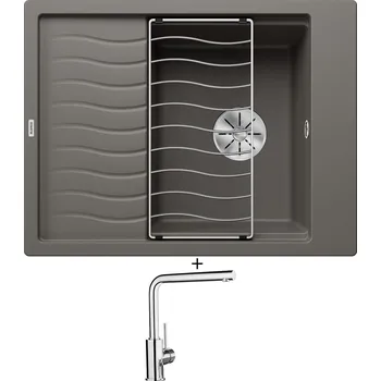 Granitový dřez Granitový dřez SET Blanco ELON 45 S šedá vulkán 527250 + odkapová mřížka + Blanco MILA chrom 519414