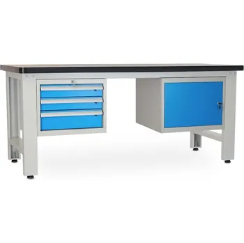 Dílenský stůl Dílenský stůl Solid MDF-31, 210 cm, 2 závěsné boxy, černá