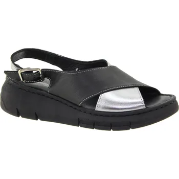 Dámské sandále EASY'N ROSE Dámské kožené černé sandály 936-005-NERO-255 Velikost 40