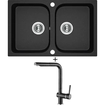 Granitový dřez Granitový dřez SET Laveo CELIA SBC 720T černá + Laveo LUNA BLZ 769D černá