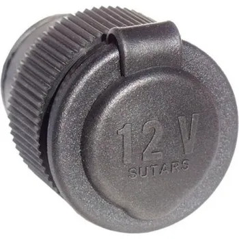 Elektrická zásuvka Zásuvka elektrická cigaretová 12V 16A kulatá černá