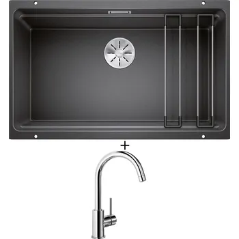 Granitový dřez Dřez pod desku SET Blanco ETAGON 700-U antracit 525167 + Blanco MIDA chrom 517742