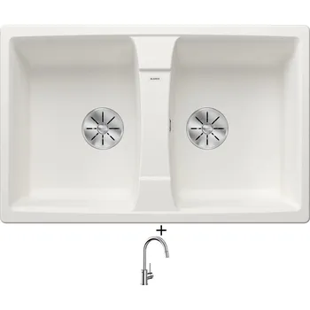 Granitový dřez SET Blanco LEXA 8 bílá 524964 + Blanco MIDA-S chrom 521454
