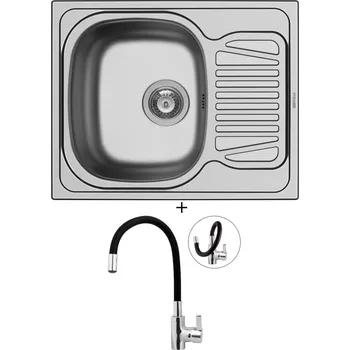 Nerezový dřez Nerezový dřez SET Pyramis SPARTA (62x50) 1B 1D nerez + Pyramis FLESSI černá