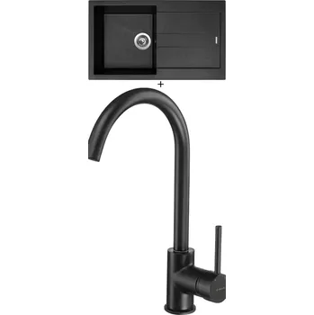 Granitový dřez Granitový dřez SET Sinks AMANDA 860 metalblack + Deante MILIN B62M černá matná