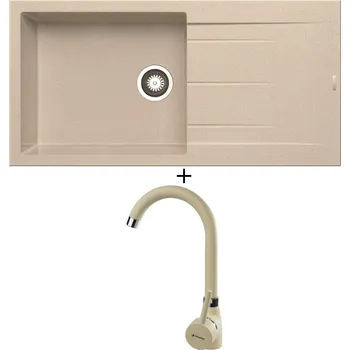 Granitový dřez Granitový dřez SET Pyramis ALAZIA (100x50) 1B 1D béžová + Pyramis BELLO béžová