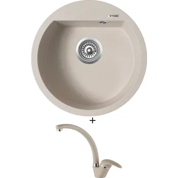 Granitový dřez Granitový dřez SET Pyramis ALAZIA (O51) 1B béžová + Pyramis OSSIA béžová