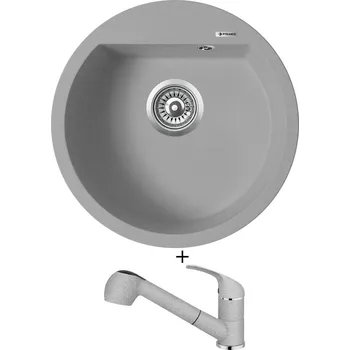 Granitový dřez Granitový dřez SET Pyramis ALAZIA (O51) 1B šedá + Pyramis FIDO šedá