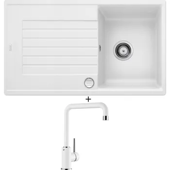 Kuchyňský dřez Granitový dřez SET Blanco ZIA 45 SL bílá + excentrické ovládání + Blanco MILI bílá 523107