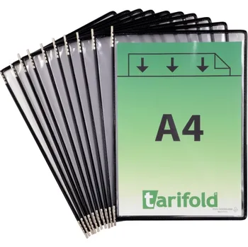 tarifold kapsy s úchyty, A4 na výšku, otevřené shora, černé - 10 ks