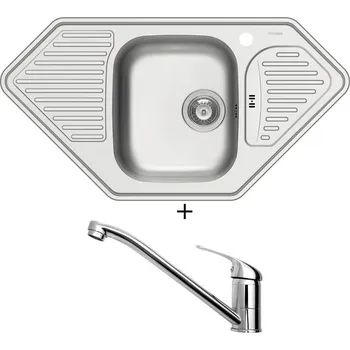 Nerezový dřez Nerezový dřez SET Pyramis MEDUSA CORNER 1B 2D nerez + Pyramis ASALIA chrom
