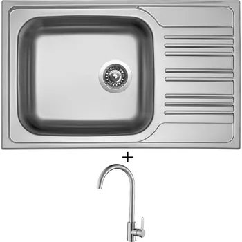 Kuchyňský dřez Nerezový dřez SET Sinks STAR 780 XXL V nerez matný + Laveo BONA BAB 268D nerez