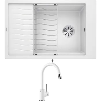 Granitový dřez Granitový dřez SET Blanco ELON XL 6 S bílá 524848 + odkapová mřížka + Blanco MIDA-S bílá 521457