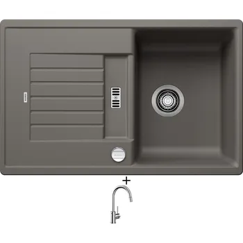 Granitový dřez Granitový dřez SET Blanco ZIA 45 S šedá vulkán + excentrické ovládání + Blanco MIDA-S chrom 521454