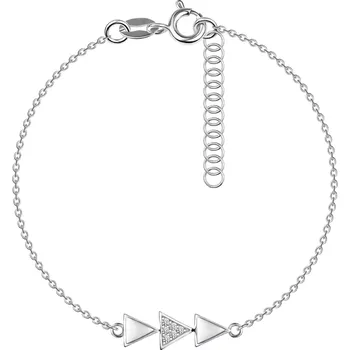 Náramek Stříbrný náramek 925 - tři šípy, čiré zirkony, bílá perla