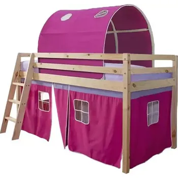 Dětská postel Postel se zvýšeným lůžkem INDIGO - přírodní / růžová - SLEVA 3% s kodem radost25