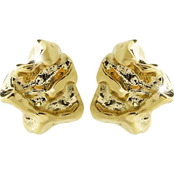 Náušnice JSB bijoux s.r.o. Zlaté ocelové náušnice puzety se zmačkaným efektem bez krystalů