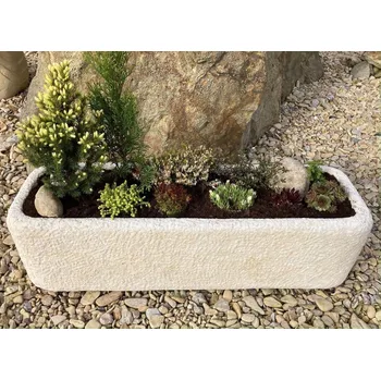 Truhlík ZahradniDekorace AKCE 2ks Kamenný truhlík z pískovce - truhlík, délka 84 cm, šířka 29 cm, výška 22 cm