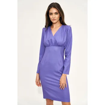 Dámské šaty Vypasované šaty s dlouhým rukávem NIFE Barva: Fialová, Velikost: S