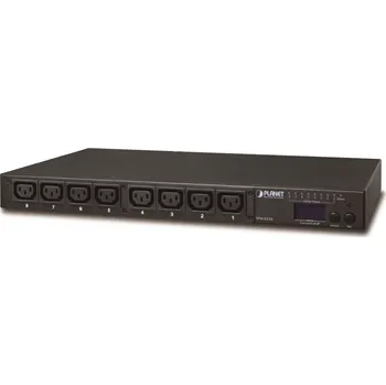 Síťový prvek Planet IPM-8220, IP ovládání 8x zásuvek 230V/10A, LED+displej, wattmetry, možnost senzoru, rackmount 19/1U