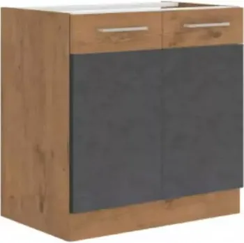 Kuchyňská linka Dřezová skříňka VEGA 80 ZL 2F BB - šedá matná / dub lancelot - SLEVA 3% s kodem radost25