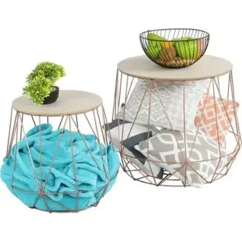 Servírovací stolek Set příručních stolků DALUX přírodní/měď - SLEVA 3% s kodem radost25