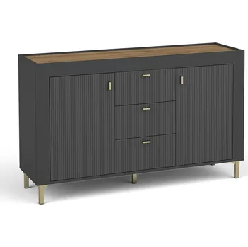 Ložnicová sestava Komoda MOSSA MO6, Dub Whisky/Černý mat