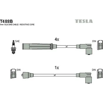 Zapalovací kabel Sada kabelů pro zapalování TESLA T488B