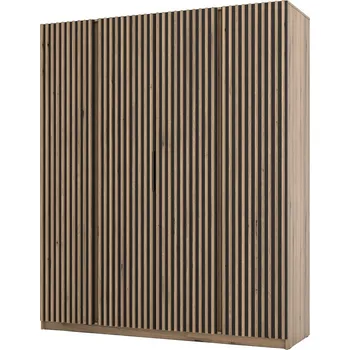 Šatní skříň Šatní skříň KAJA 4LAM | 200 cm | bez zrcadla | VYSOKÁ | evoke/černá + lamely