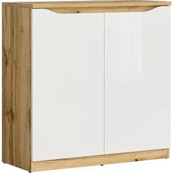 Obývací stěna Komoda Nuis KOM2D - dub wotan/bílý lesk - SLEVA 3% s kodem radost25