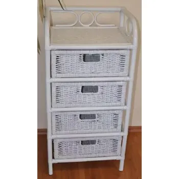 police Ratanová komoda 4 zásuvky - bílá - SLEVA 3% s kodem radost25