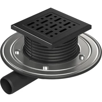 Odvodňovací žlab Podlahová vpusť boční černá D40, nerez příruba, mřížka FACE černá