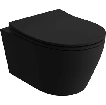 Klozet LaVita Praia wc mísa se sedátkem s pomalým sklápěním závěsná bez splachovacího kruhu černá mat 5900378335207