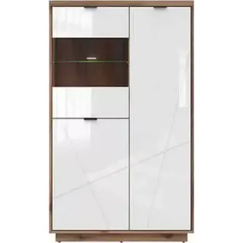 Vinotéka FORN vitrína REG2D1W, dub delano tmavý/bílý lesk - SLEVA 3% s kodem radost25