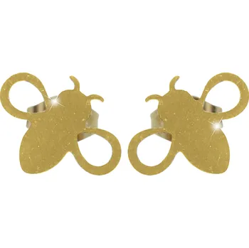 Náušnice JSB bijoux s.r.o. Zlaté ocelové náušnice puzety včelka bez krystalů