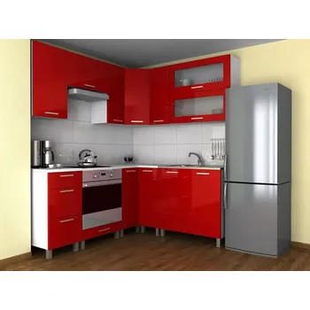 Kuchyňská linka Rohová kuchyňská linka Grepolis - červený lesk/MDR - doprava zdarma - SLEVA 3% s kodem radost25