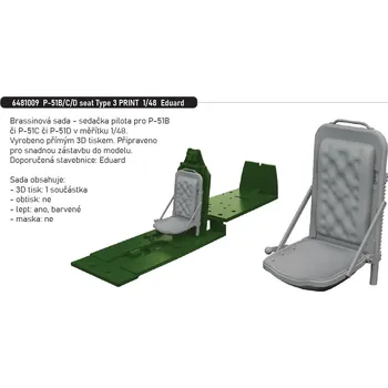 Plastikový model Eduard 1/48 P-51B/C/D seat Type 3 PRINT (EDUARD)