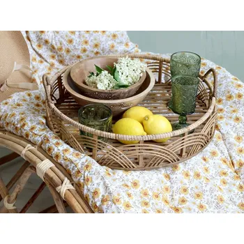 Přírodní bambusový kulatý podnos s uchy French - Ø 45*15 cm