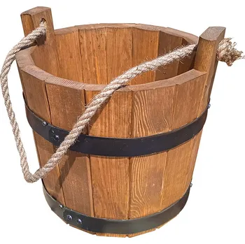 Zahradní dekorace ZahradniDekorace Dřevěné vědro z borovice rozměr: 22x15/20, odstín dub