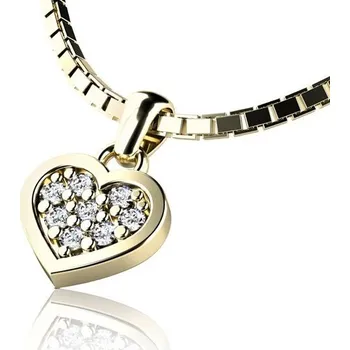 Přívěsek Dámský přívěsek žluté zlato 585/1000 srdce 10881-ZL-ZIR bez řetízku