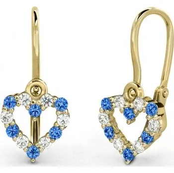 Náušnice Couple, Dětské náušnice Viola, žluté zlato a světle modré zirkony, 585-66-3-0241.0Z00.0.00.103.14