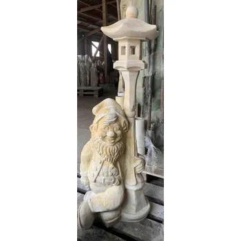 Zahradní dekorace ZahradniDekorace Socha - Trpaslík s lampičkou, výška 120 cm, 62 kg, pískovec
