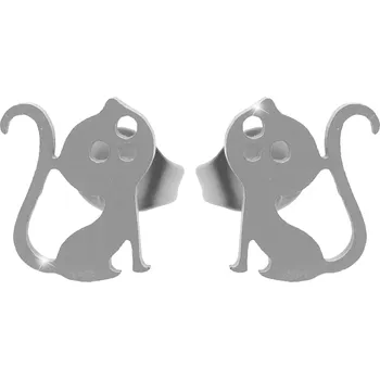 Náušnice JSB bijoux s.r.o. Ocelové náušnice puzety kočky bez krystalů