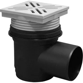 Kanalizační potrubí Podl.vpusť 110 boční 15x15 se suchou klapkou mřížka plast (Plast Brno) SEBA001