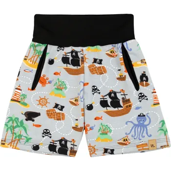 šedé bavlněné kraťasy s námořnickým potiskem