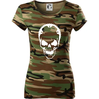 Rozeta lebka - Dámské maskáčové triko - L ( Hnědý maskáč )