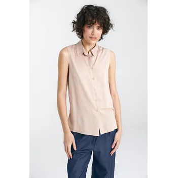 Dámská košile Halenka bez rukávů s límečkem B159 Barva: Béžová, Velikost: M