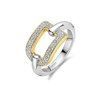 Prsten Prsten TI SENTO se zlacením a zirkony 12320ZY/56