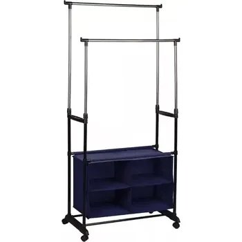 Věšák Dvouřadý věšák s boxem SANDOR - stříbrná / černá - SLEVA 3% s kodem radost25