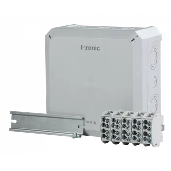 Elektroinstalační krabice F-TRONIC 7340233 Rozbočovací krabice IP66 NFK18gr-HLAK5p25, 180x180x93mm, s odbočovací svorkou z hlav. vedení, šedá